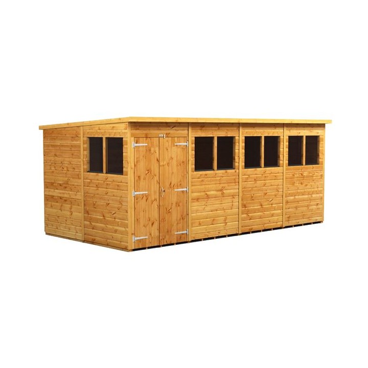 16 x 8 Power Pent Double Door Garden Shed