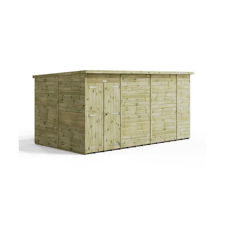 14x8 Premium Powersheds Windowless Pent Double Doors