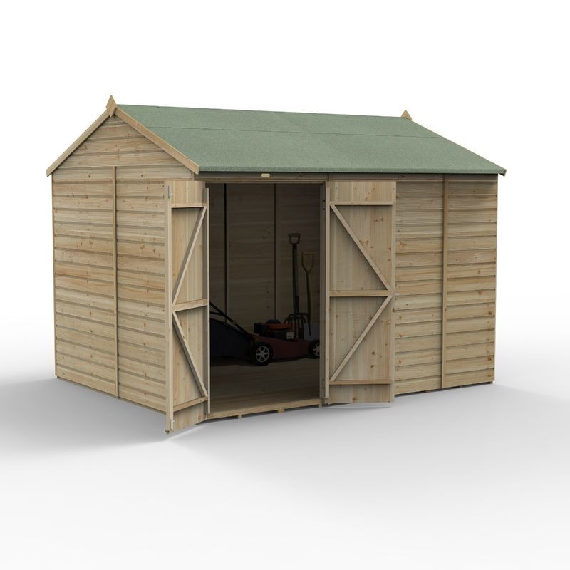 Beckwood 10x8 Reverse Apex Shed No Windows Double Door