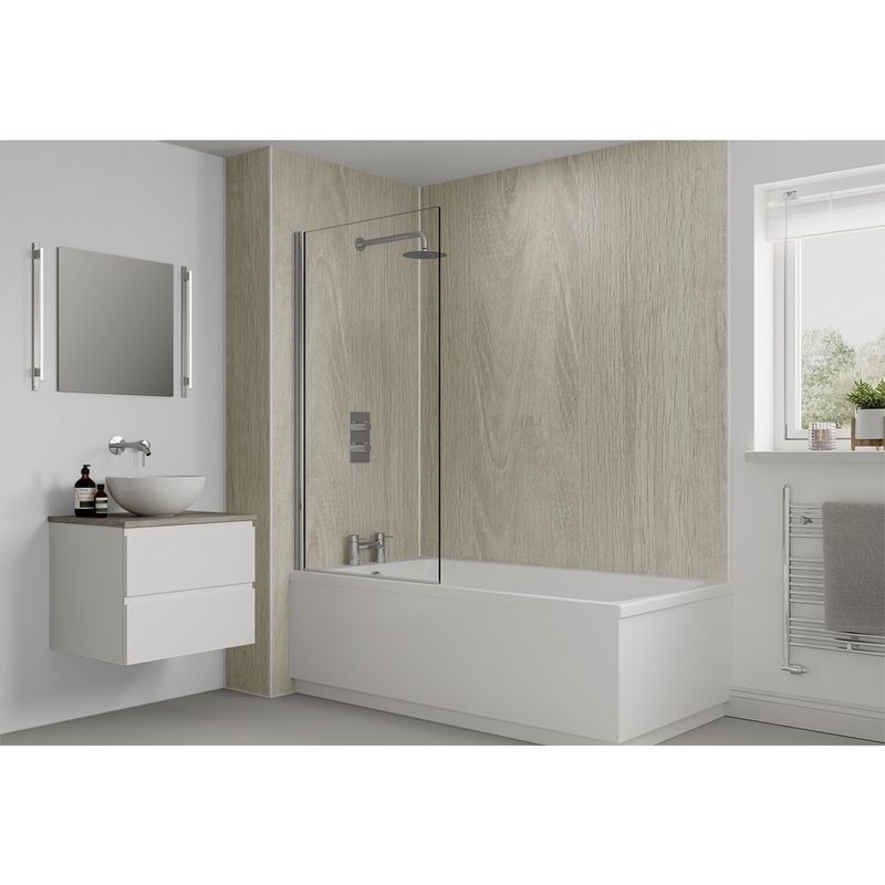 Multipanel Heritage Bathroom Wall Panel Unlipped 2400 x 1200mm Alabaster Oak 8854