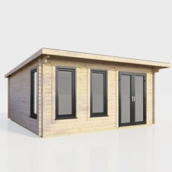 16 x 14 Power Pent Log Cabin Right Doors
