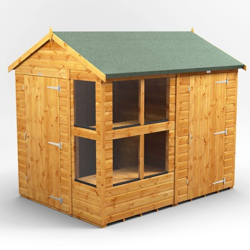 8 x 6 Power Apex Potting Shed With 4ft Side Store