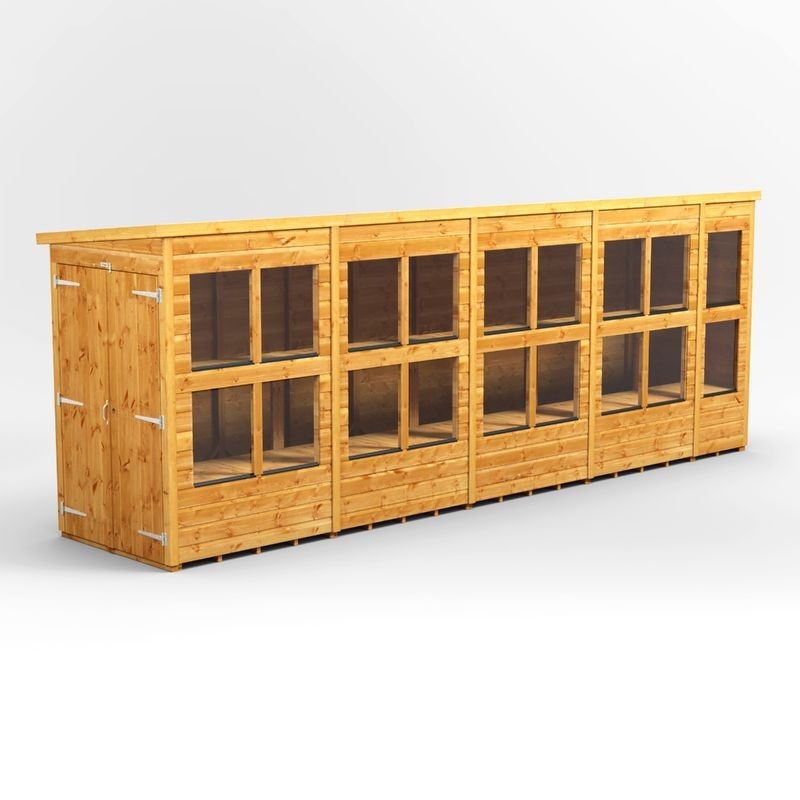 18 x 4 Power Pent Double Door Potting Shed