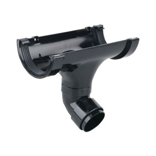 Wavin Osma RoundLine swivelock running outlet with fitted offset bend 112 black 0T625B