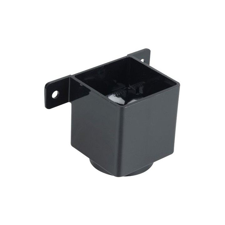 Wavin Osma SquareLine pipe connector and bracket 61mm black 4T823B