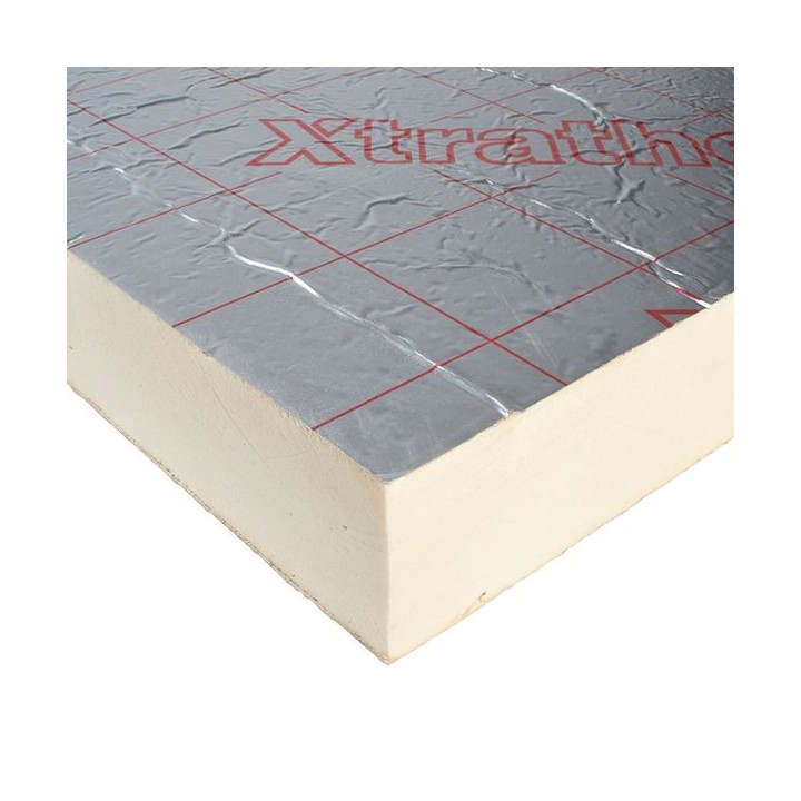 100mm x 2400mm x 1200mm Xtratherm Pitched Square Edge Foilboard Insulation Roof Board Thin