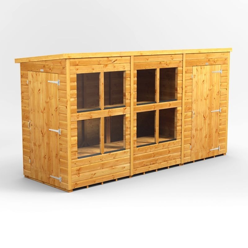 12 x 4 Power Pent Potting Shed With 4ft Side Store 12 x 4 Power Pent Potting Shed With 4ft Side Store