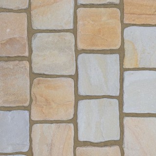 Talasey Cobblestone Sandstone Natural Stone Block Paving Calico 15.00m2 Project Pack