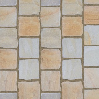 Talasey Cobblestone Sandstone Natural Stone Block Paving Calico 100 x 100mm