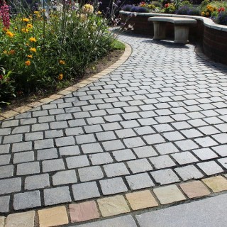 Talasey Cobblestone Limestone Natural Stone Block Paving Ebony 100 x 100mm