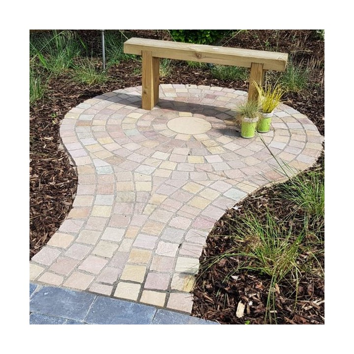 Talasey - Cobblestone Sandstone Natural Stone Block Paving Meadow 15.00m2 Project Pack