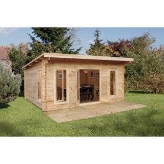 Forest Garden 5 x 4m Mendip Pent Log Cabin and Underlay Home Delivered
