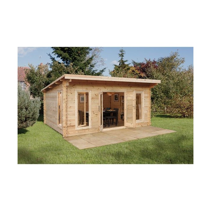 Forest Garden 5 x 4m Mendip Pent Log Cabin and Underlay Home Delivered