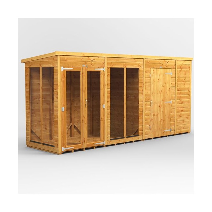 14 x 4 Power Pent Summerhouse With 6ft Side Store