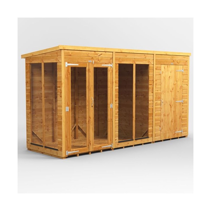 12 x 4 Power Pent Summerhouse With 4ft Side Store