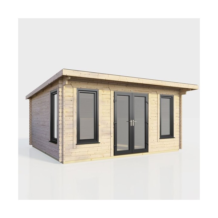 16 x 12 Power Pent Log Cabin Centre Doors