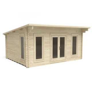 Forest Garden 5 x 4m Mendip Pent Log Cabin and Underlay