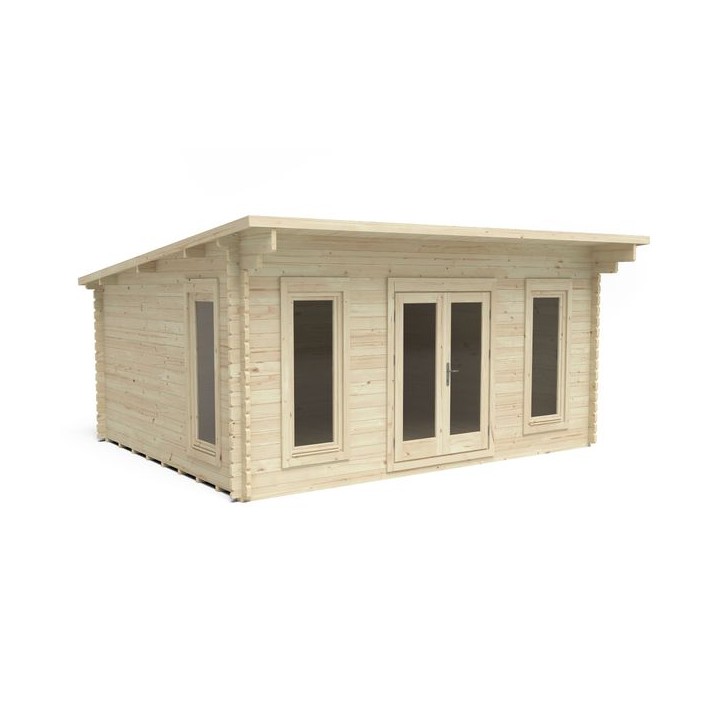 Forest Garden 5 x 4m Mendip Pent Log Cabin and Underlay