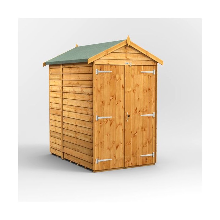 6 x 4 Power Overlap Apex Double Doors No Windows