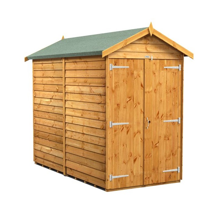 8 x 4 Power Overlap Apex Double Doors No Windows