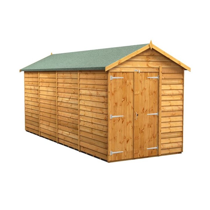 16 x 6 Power Overlap Apex Double Doors No Windows