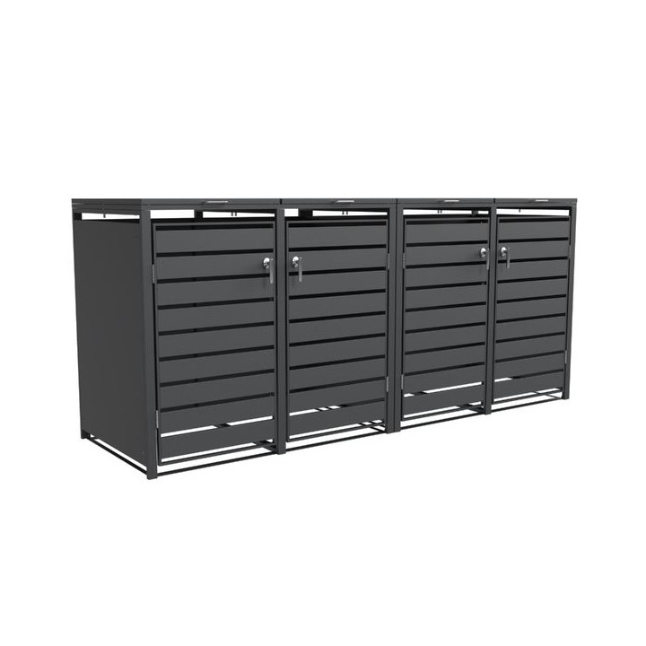 Quadruple Bin Storage with Lid - Charcoal