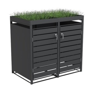 Double Bin Storage with Planter - Charcoal