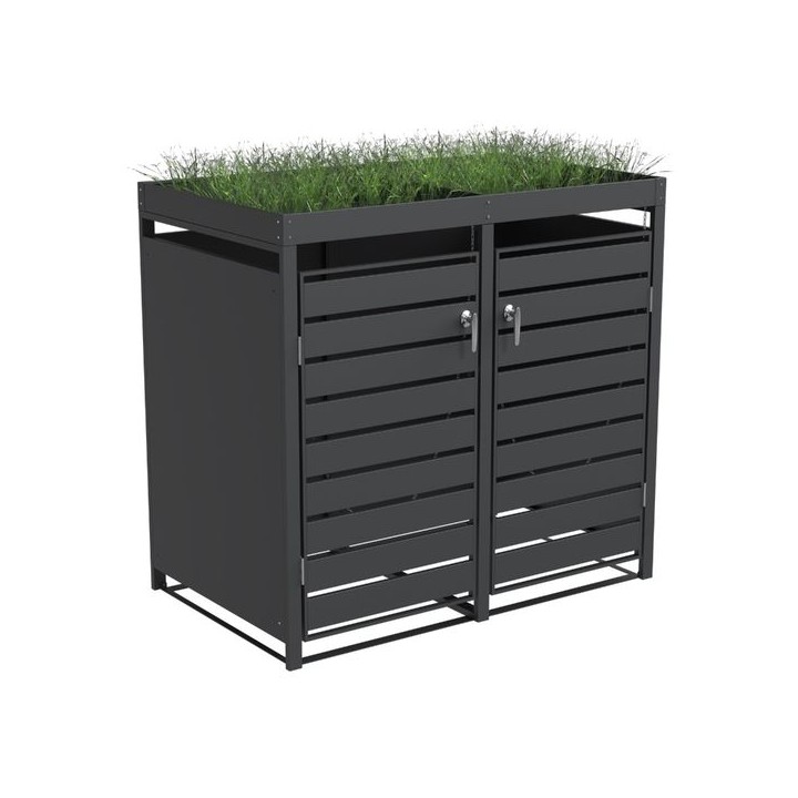 Double Bin Storage with Planter - Charcoal