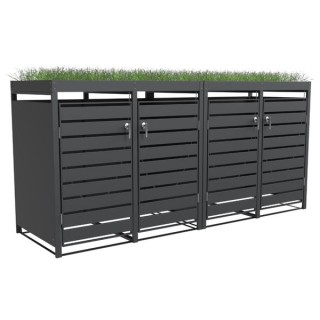 Quadruple Bin Storage with Planter - Charcoal