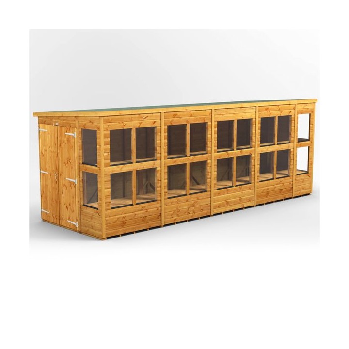 18 x 6 Power Pent Double Door Potting Shed