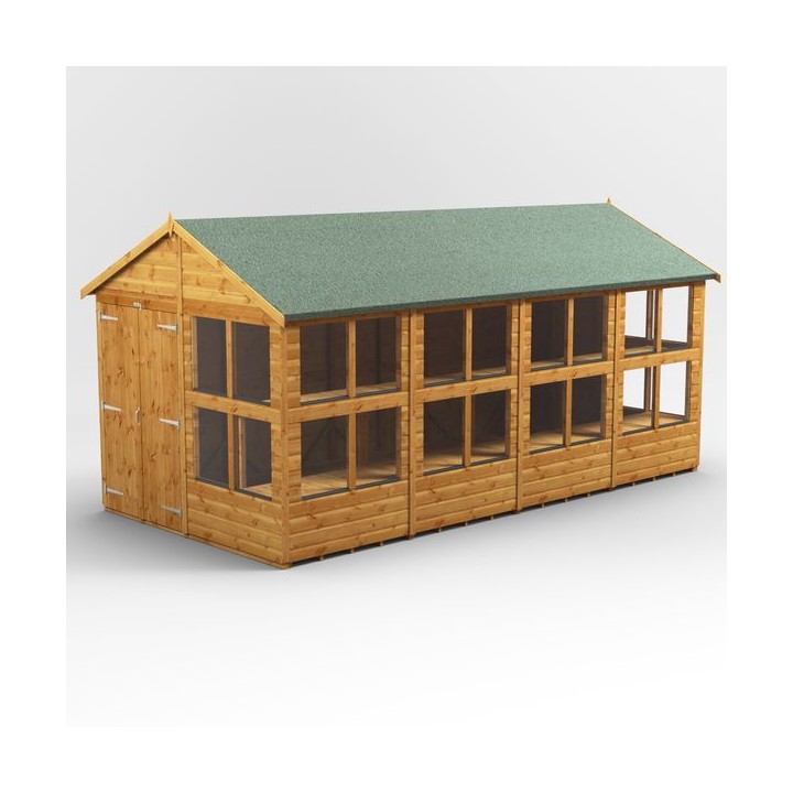 16 x 8 Power Apex Double Door Potting Shed