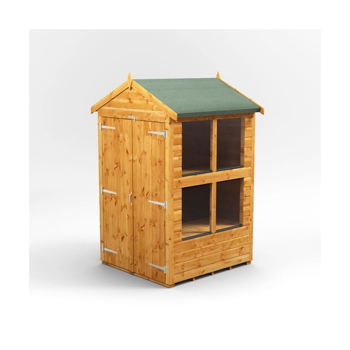 4 x 4 Power Apex Double Door Potting Shed