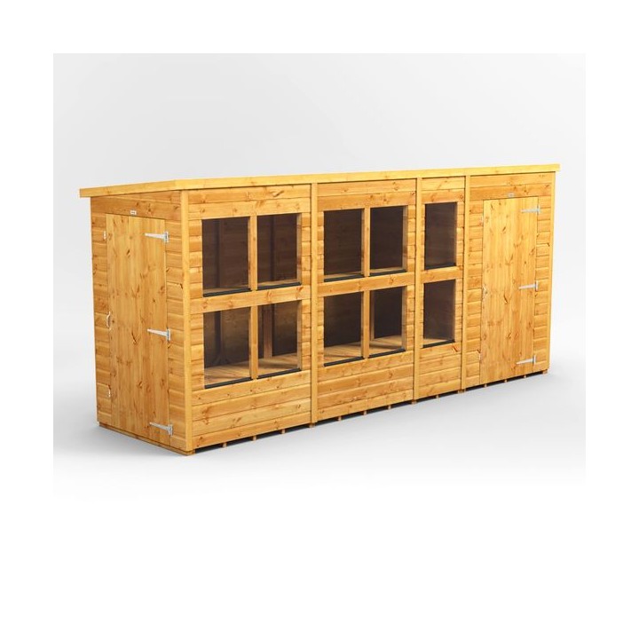 14 x 4 Power Pent Potting Shed With 4ft Side Store