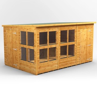 12 x 8 Power Pent Potting Shed With 4ft Side Store