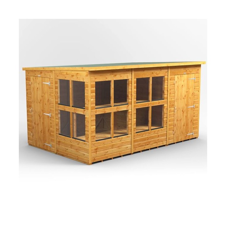 12 x 8 Power Pent Potting Shed With 4ft Side Store