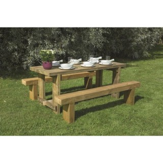 Refectory Table and Sleeper Benches Set 1.8m