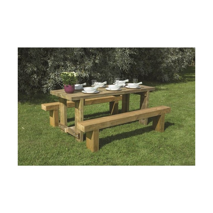 Refectory Table and Sleeper Benches Set 1.8m