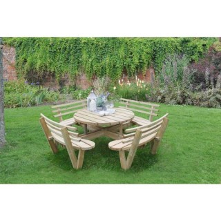 Circular Picnic Table with Seat Backs Pressure Treated 2460 x 820 x 2460mm