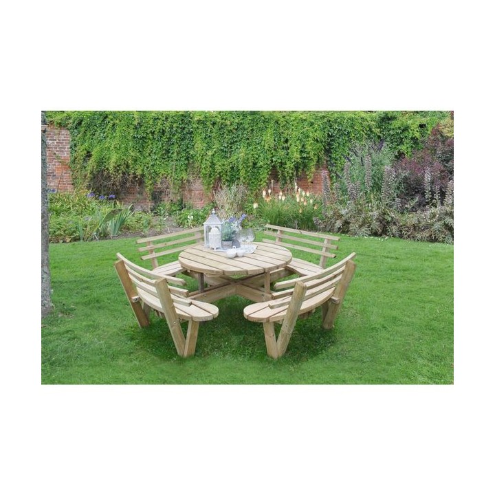 Circular Picnic Table with Seat Backs Pressure Treated 2460 x 820 x 2460mm