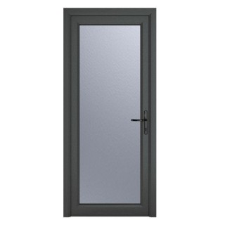 Crystal Single Door Full Glass Left Hand Grey 7016 External White Internal Obscure 840 x 2090 x 70mm