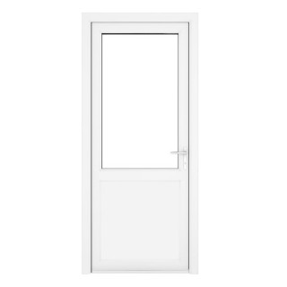 Crystal Single Door Half Glass Half Panel Left Hand White Clear 890 x 2090 x 70mm