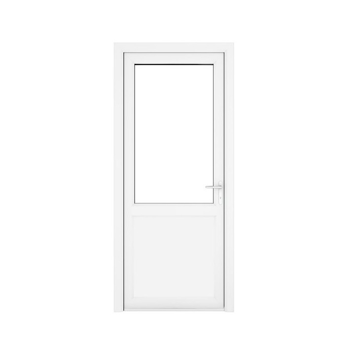 Crystal Single Door Half Glass Half Panel Left Hand White Clear 890 x 2090 x 70mm