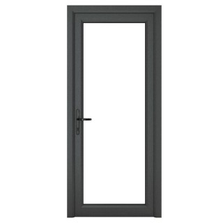 Crystal Single Door Full Glass Right Hand Grey 7016 External White Internal Clear 920 x 2090 x 70mm