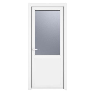 Crystal Single Door Half Glass Half Panel Right Hand White Obscure 890 x 2090 x 70mm