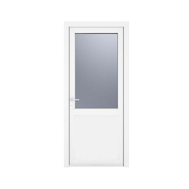Crystal Single Door Half Glass Half Panel Right Hand White Obscure 890 x 2090 x 70mm