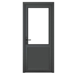 Crystal Single Door Half Glass Half Panel Right Hand Grey 7016 External White Internal Clear 920 x 2090 x 70mm