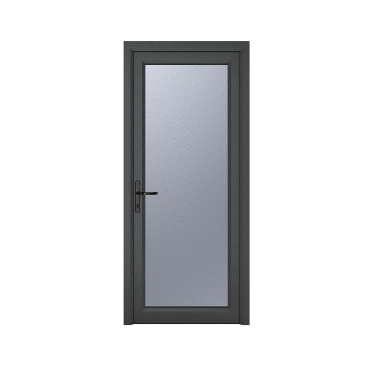 Crystal Single Door Full Glass Right Hand Grey 7016 External White Internal Obscure 890 x 2090 x 70mm