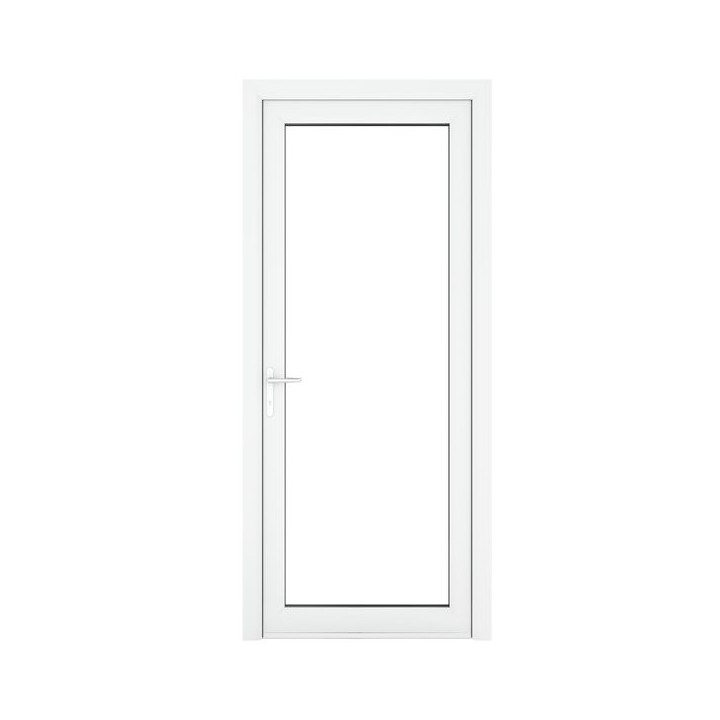 Crystal Single Door Full Glass Right Hand White Clear 920 x 2090 x 70mm