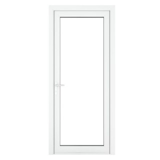 Crystal Single Door Full Glass Right Hand White Clear 890 x 2090 x 70mm
