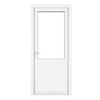 Crystal Single Door Half Glass Half Panel Right Hand White Clear 890 x 2090 x 70mm